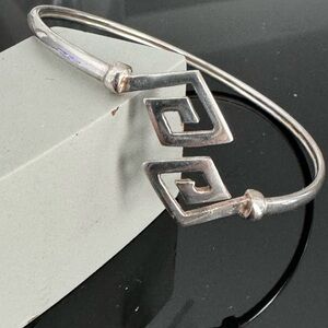 Vintage Bracelet 925 Silver Open Front Bangle  Modernist
